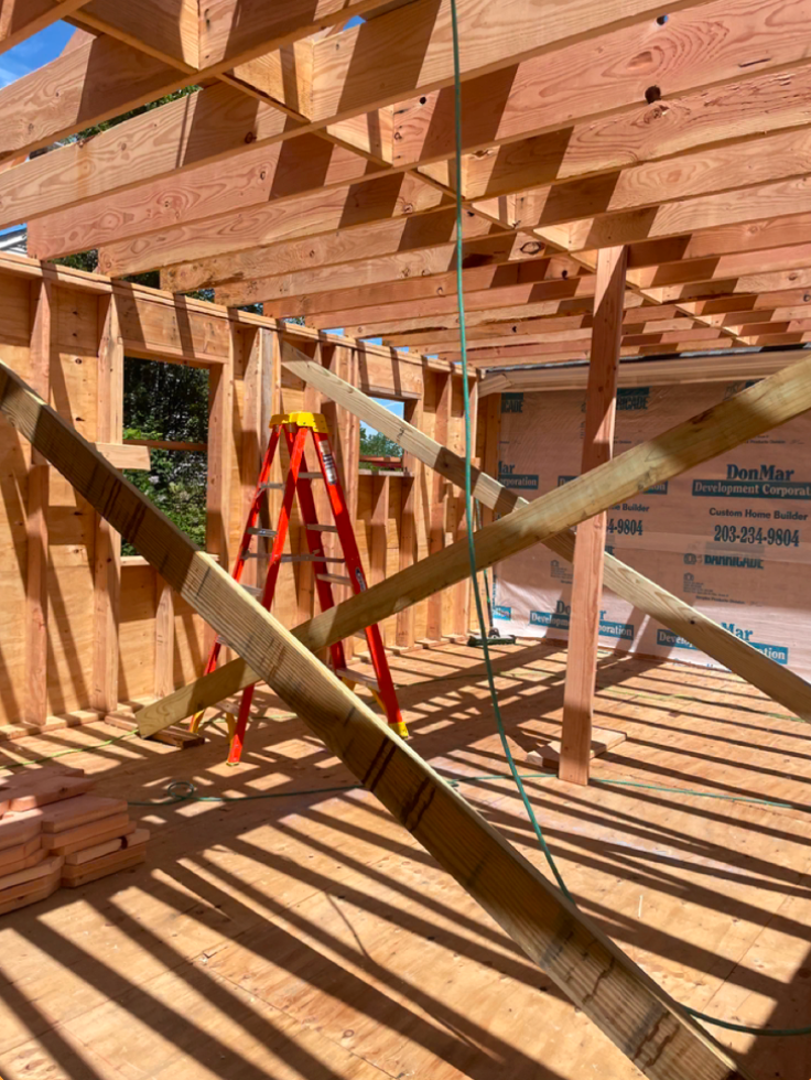 Home addition framing under construction
